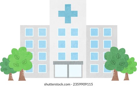 Simple illustration material of hospital