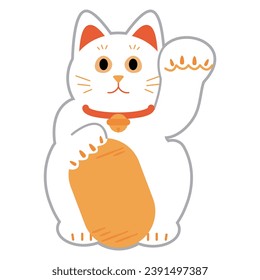 Simple illustration material of Japanese beckoning cat
​