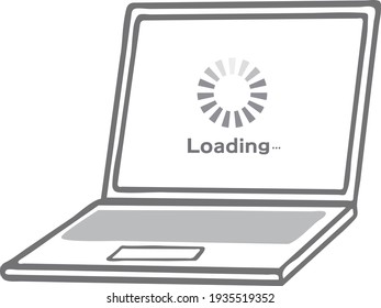 Simple illustration material of a laptop while loading