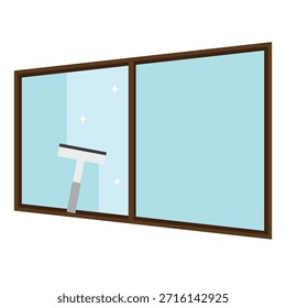 Material de ilustración simple de alguien que limpia una ventana con un raspador