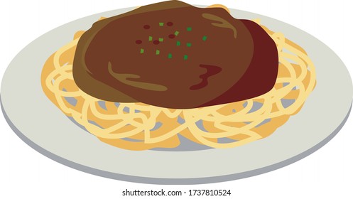 Simple ilustración de espagueti de carne