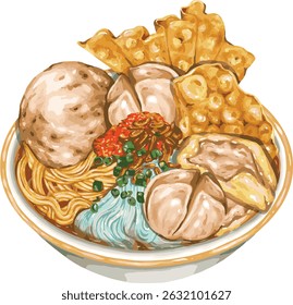 simple illustration of meatball food