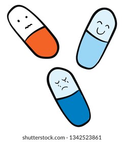 Simple illustration of medecine tablets vector illustration on white background 
