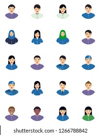 simple illustration of Men and Women with Business Avatar Icons