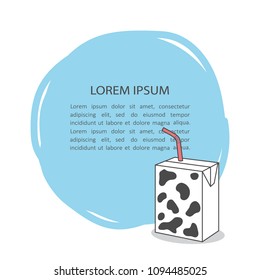 Simple illustration with milk and text, poster design. Dairy products, background vector. Colorful hand drawn backdrop. Decorative wallpaper, good for printing. Place for your text here
