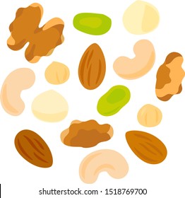 Simple illustration of mixed various nuts