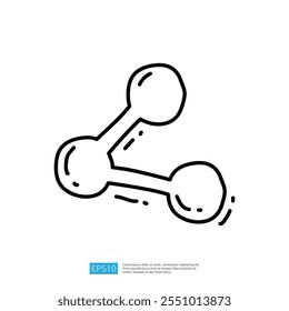 Una ilustración simple de una estructura molecular, que representa dos esferas conectadas que representan átomos, comúnmente utilizados en contextos científicos.