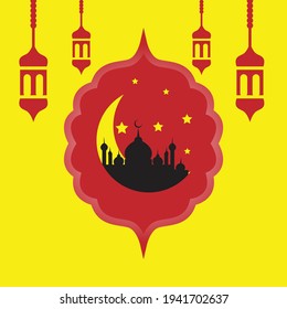 simple illustration of the mosque is dominated by red, good to use during Ramadan and Muslims