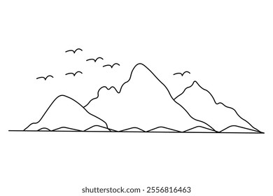 Simple illustration of mountain vector continuous single line drawing