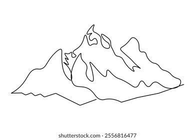 Simple illustration of mountain vector continuous single line drawing