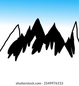 Simple illustration of mountains with blue sky background.