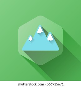 simple illustration of mountains icon in flat style with soft long shadow. vector mountain symbol design. can be used for web design, web site, app mobile or widget.