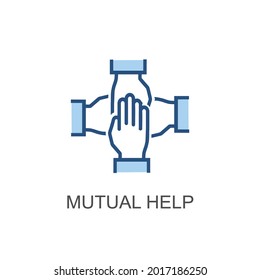 simple illustration MUTUAL HELP icon four hands holding each other symbolizes solidity, suitable for use in your presentation business, website icon, marketing tools, simple and easy to apply