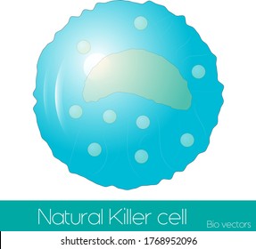 Simple Illustration Of Natural Killer Cell In Blue Color  