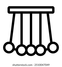 Simple illustration of a newton's cradle at rest, representing physics concepts