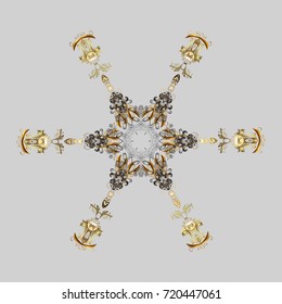 Simple illustration of nice snowflake icon for web. Vector illustration. Isolated cute snowflakes on gray background.