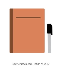 Ilustração simples de um notebook e uma caneta