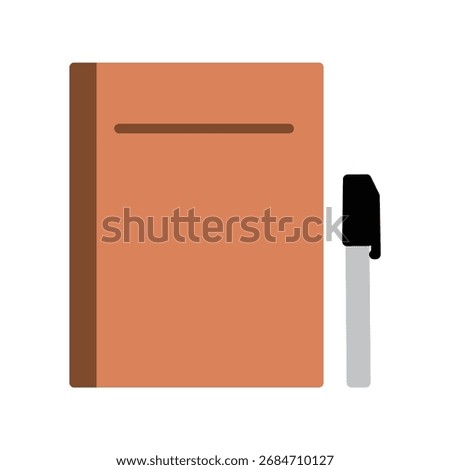 Simple illustration of a notebook and pen