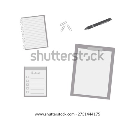Simple illustration of a notepad and ballpoint pen