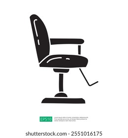 A simple illustration of an office chair, featuring a swivel base and a foot pedal for height adjustment. Ideal for workplace or ergonomic design contexts.