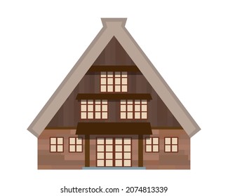 simple illustration of an old Japanese house. ‘Gassho-zukuri’