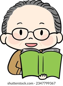Simple illustration of an old man reading