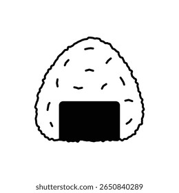 Uma ilustração simples de um onigiri, o popular bolinho de arroz japonês, perfeito para temas de comida ou culturais.