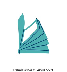 Simple illustration of an open blue book. Perfect for library and reading designs.