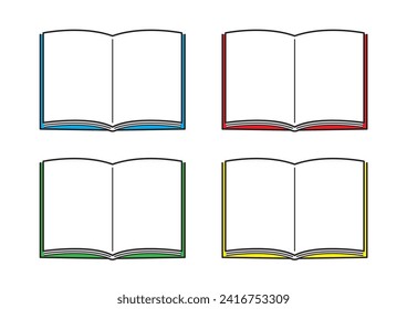 Simple illustration of an open book, 4-color set