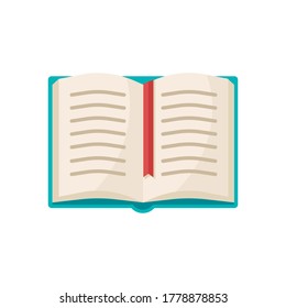 Simple illustration of open book isolated on white background. Vector icon for web. Design for education or reading concept.