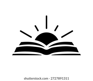 Simple illustration of open book with sun
