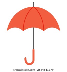 Simple Illustration of an Open Red Umbrella