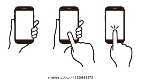 Simple illustration of operating a smartphone