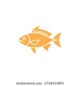 A simple illustration of an orange fish with a white outline on a plain background
