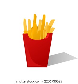 Simple illustration a pack of fried fries fastfood 