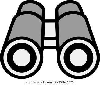 A simple illustration of a pair of binoculars on a white background