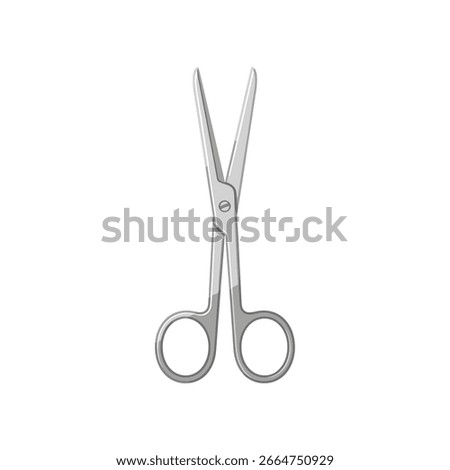 A simple illustration of a pair of silver surgical scissors, isolated on a white background.  The scissors are closed.