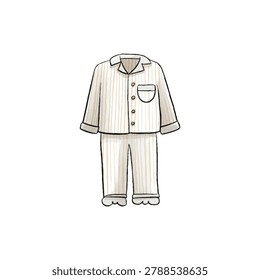 Simple illustration of a pajama set including a buttoned shirt and matching pants