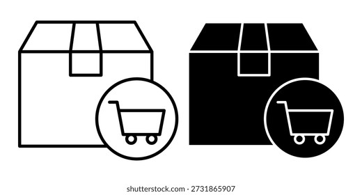 Ilustración simple de cajas de paquetes y Carrito