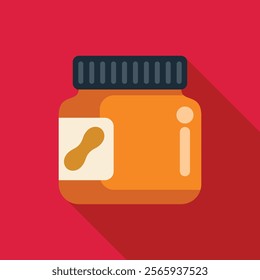 Simple illustration of a peanut butter jar with a long shadow, perfect for showcasing food products