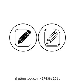 Simple illustration of pencil icons in circular frames on a clean background viewed from directly above