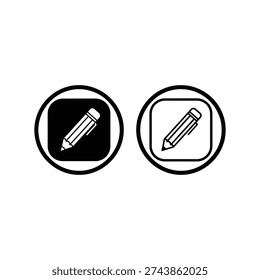 Simple illustration of pencil icons in circular frames on a clean background viewed from directly above