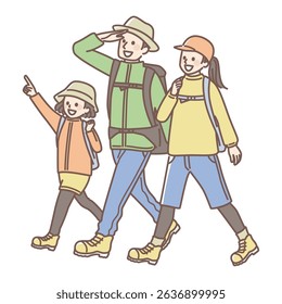 simple illustration of people going camping