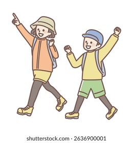 simple illustration of people going camping