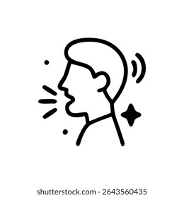 Simple Illustration of a Person Coughing with Sound Waves