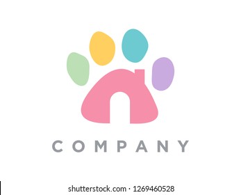 simple illustration pets  paws logo