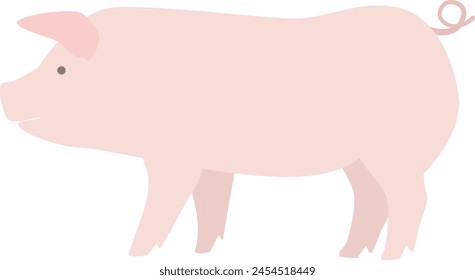 Simple illustration of a pig seen from the side