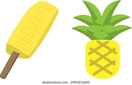 Einfache Illustration von Ananas und Schnittfrüchten