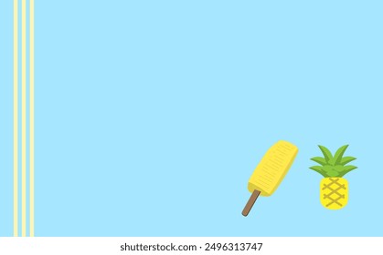 Simple illustration of pineapple and cut fruit