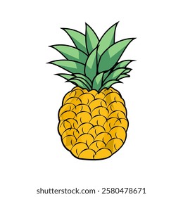 simple illustration of pineapple fruit, vector